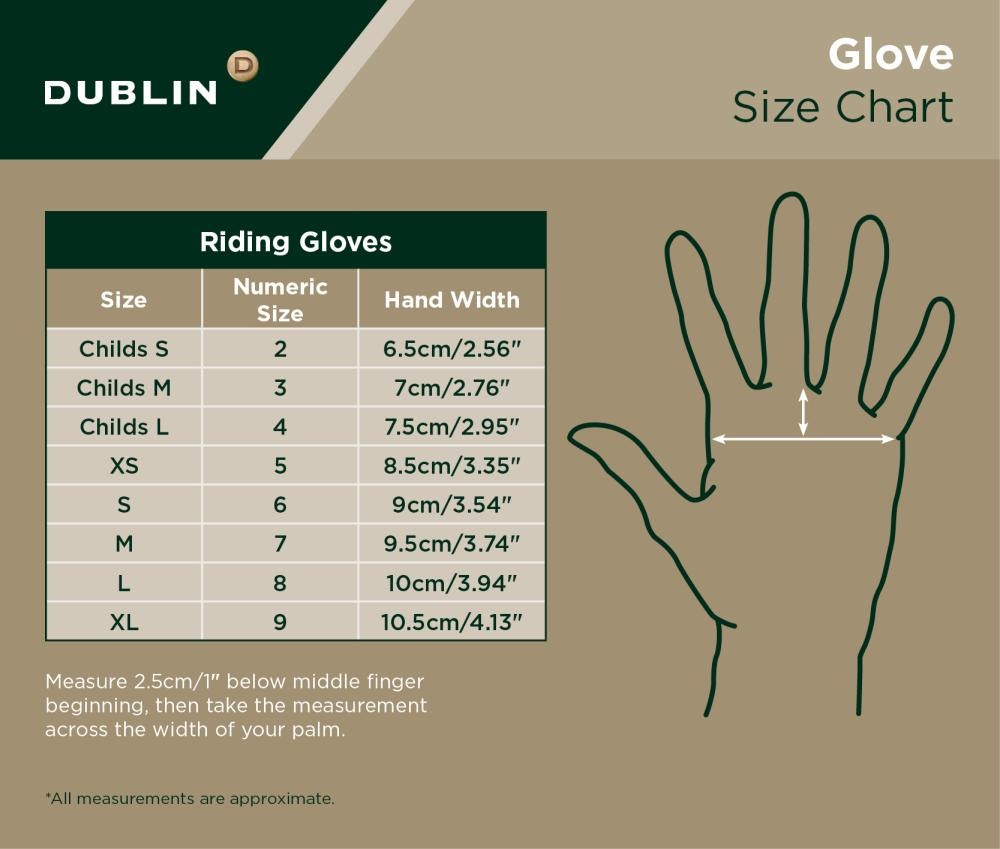 Dublin Gloves Size Chart