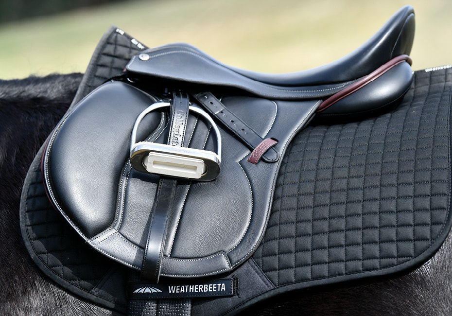 Close up of Collegiate leather saddle